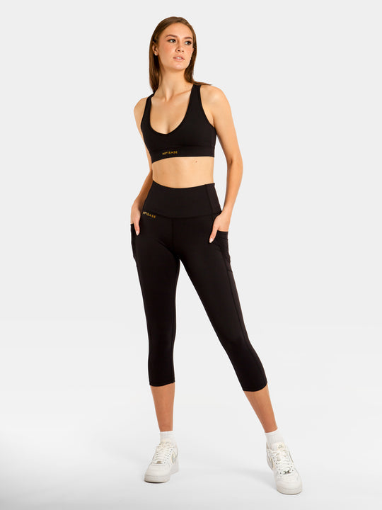 #1 Crop Legging (Pockets) - Black